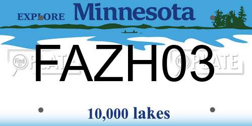 FAZH03 Minnesota License Plate