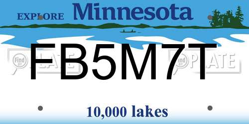 FB5M7T Minnesota License Plate