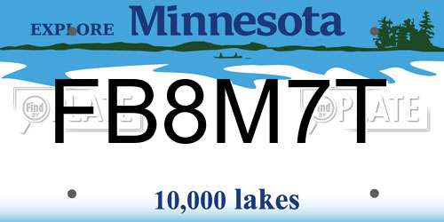 FB8M7T Minnesota License Plate