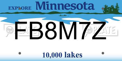FB8M7Z Minnesota License Plate