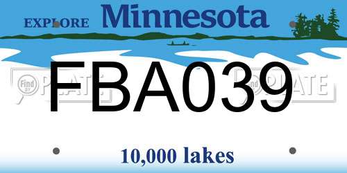FBA039 Minnesota License Plate