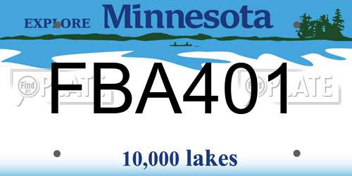 FBA401 Minnesota License Plate