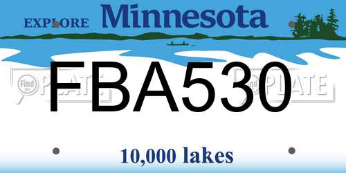 FBA530 Minnesota License Plate