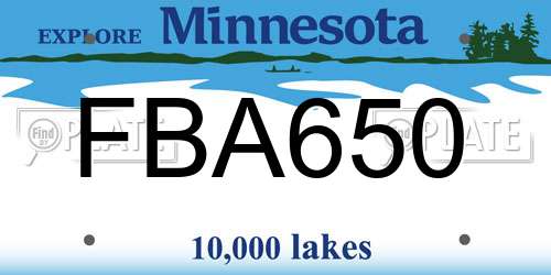 FBA650 Minnesota License Plate