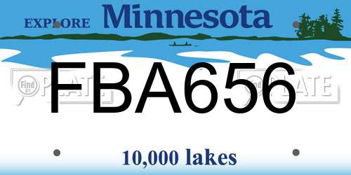 FBA656 Minnesota License Plate