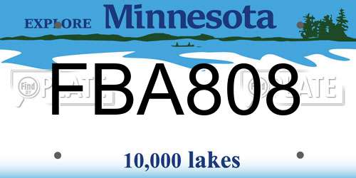 FBA808 Minnesota License Plate