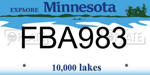 FBA983 Minnesota License Plate