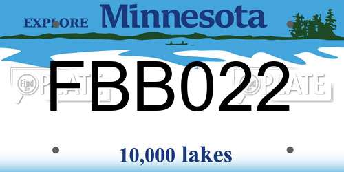 FBB022 Minnesota License Plate