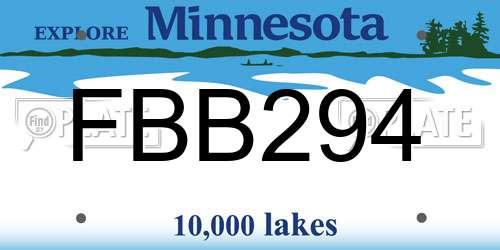 FBB294 Minnesota License Plate