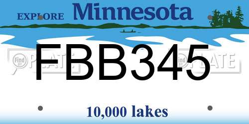 FBB345 Minnesota License Plate