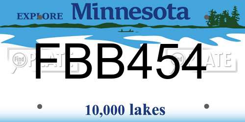 FBB454 Minnesota License Plate