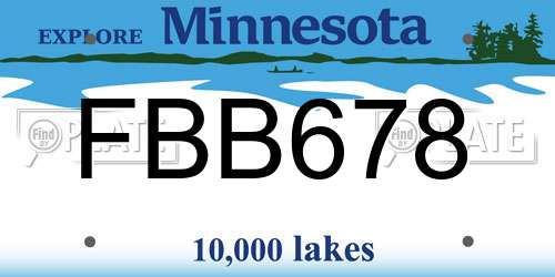 FBB678 Minnesota License Plate