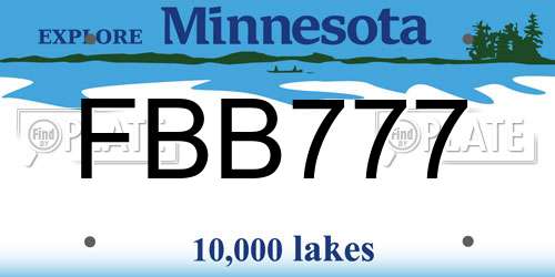 FBB777 Minnesota License Plate
