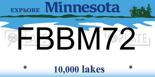 FBBM72 Minnesota License Plate