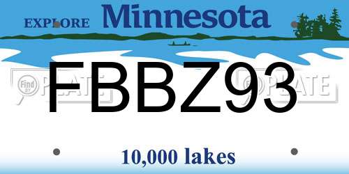 FBBZ93 Minnesota License Plate