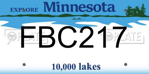 FBC217 Minnesota License Plate