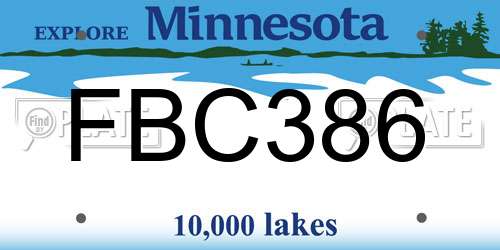 FBC386 Minnesota License Plate