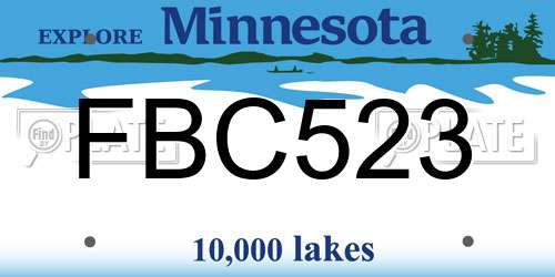 FBC523 Minnesota License Plate