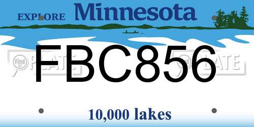 FBC856 Minnesota License Plate