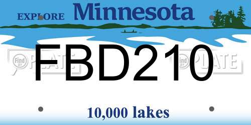FBD210 Minnesota License Plate