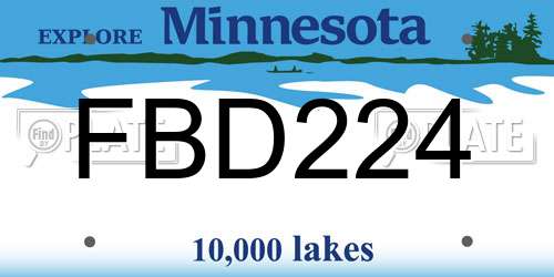 FBD224 Minnesota License Plate