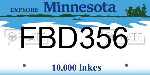 FBD356 Minnesota License Plate