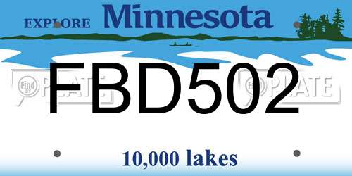 FBD502 Minnesota License Plate