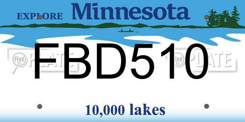 FBD510 Minnesota License Plate