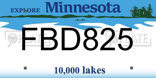 FBD825 Minnesota License Plate