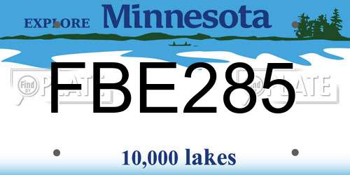 FBE285 Minnesota License Plate