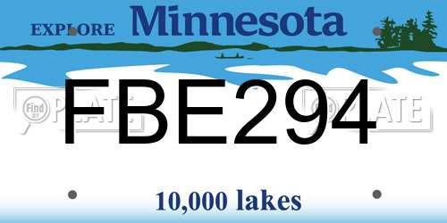 FBE294 Minnesota License Plate