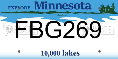 FBG269 Minnesota License Plate