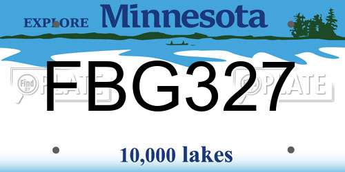 FBG327 Minnesota License Plate