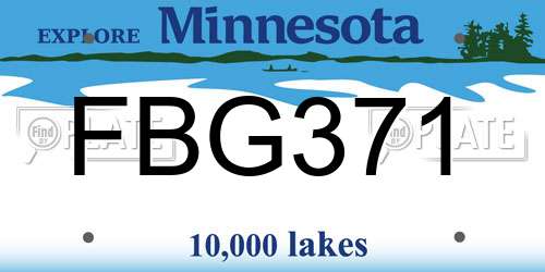 FBG371 Minnesota License Plate