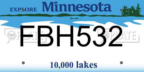 FBH532 Minnesota License Plate