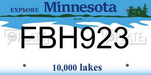 FBH923 Minnesota License Plate