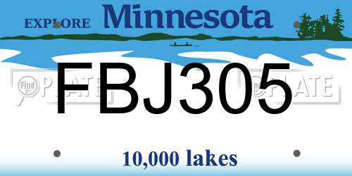 FBJ305 Minnesota License Plate