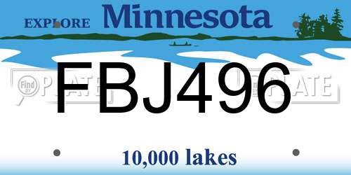 FBJ496 Minnesota License Plate