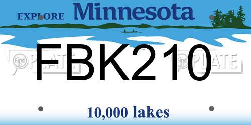 FBK210 Minnesota License Plate