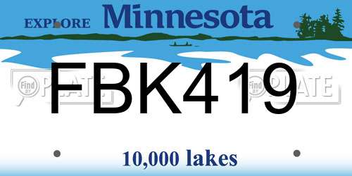 FBK419 Minnesota License Plate