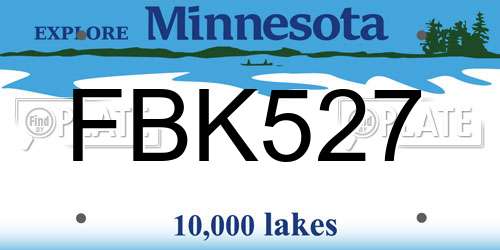 FBK527 Minnesota License Plate