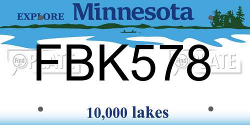 FBK578 Minnesota License Plate