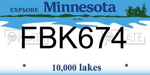 FBK674 Minnesota License Plate