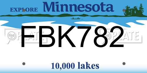 FBK782 Minnesota License Plate