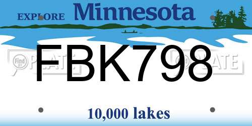 FBK798 Minnesota License Plate