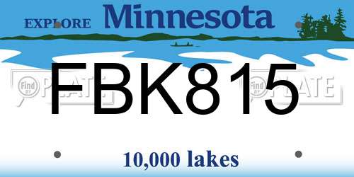 FBK815 Minnesota License Plate