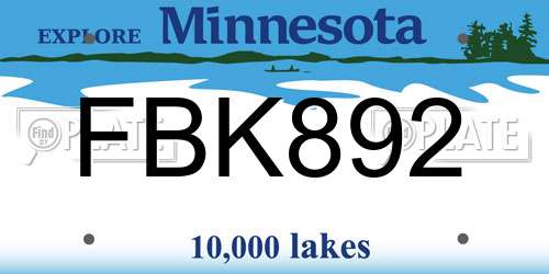 FBK892 Minnesota License Plate