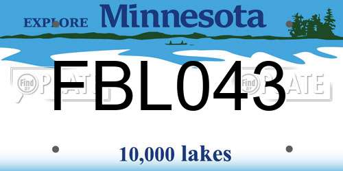 FBL043 Minnesota License Plate