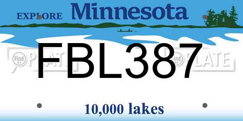 FBL387 Minnesota License Plate