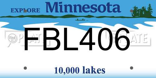 FBL406 Minnesota License Plate